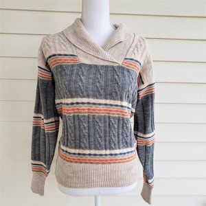 Vintage 70s/80s Deadstock Virgin Acrylic V-neck Striped Sweater By Donnkenny